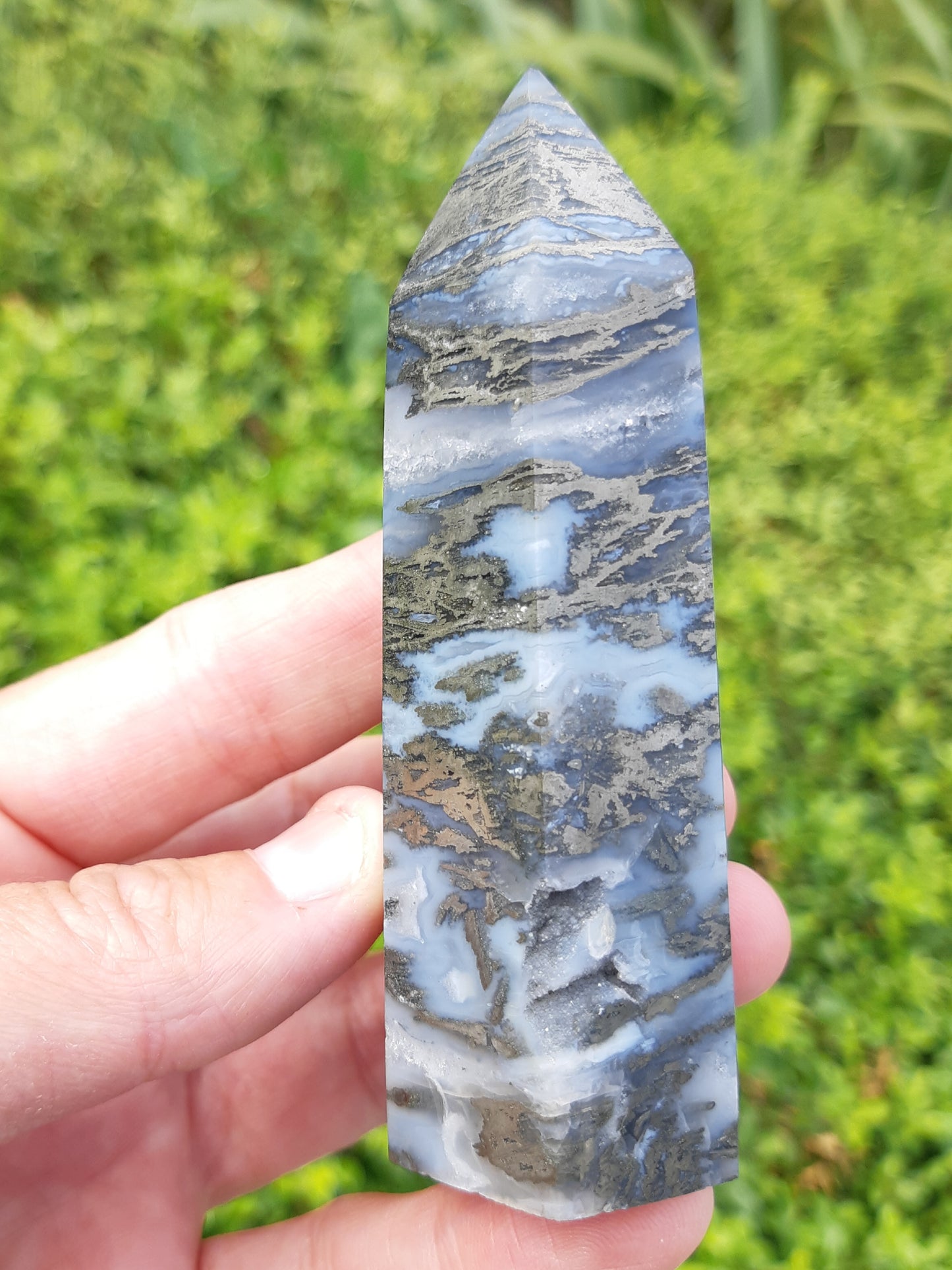 Agate Pyrite Point