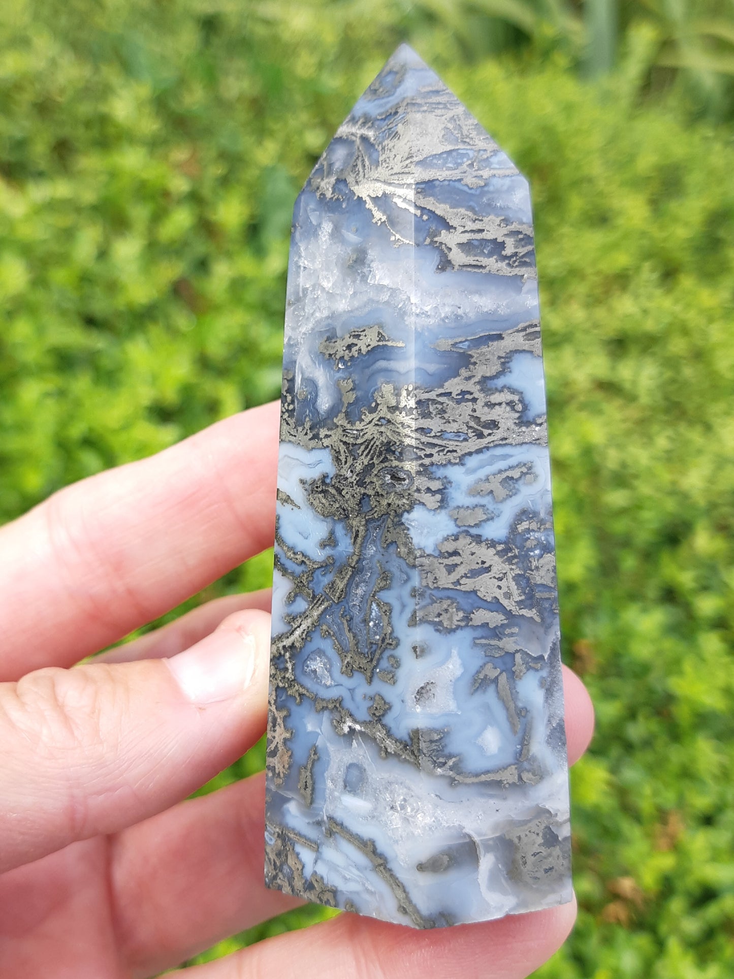 Agate Pyrite Point