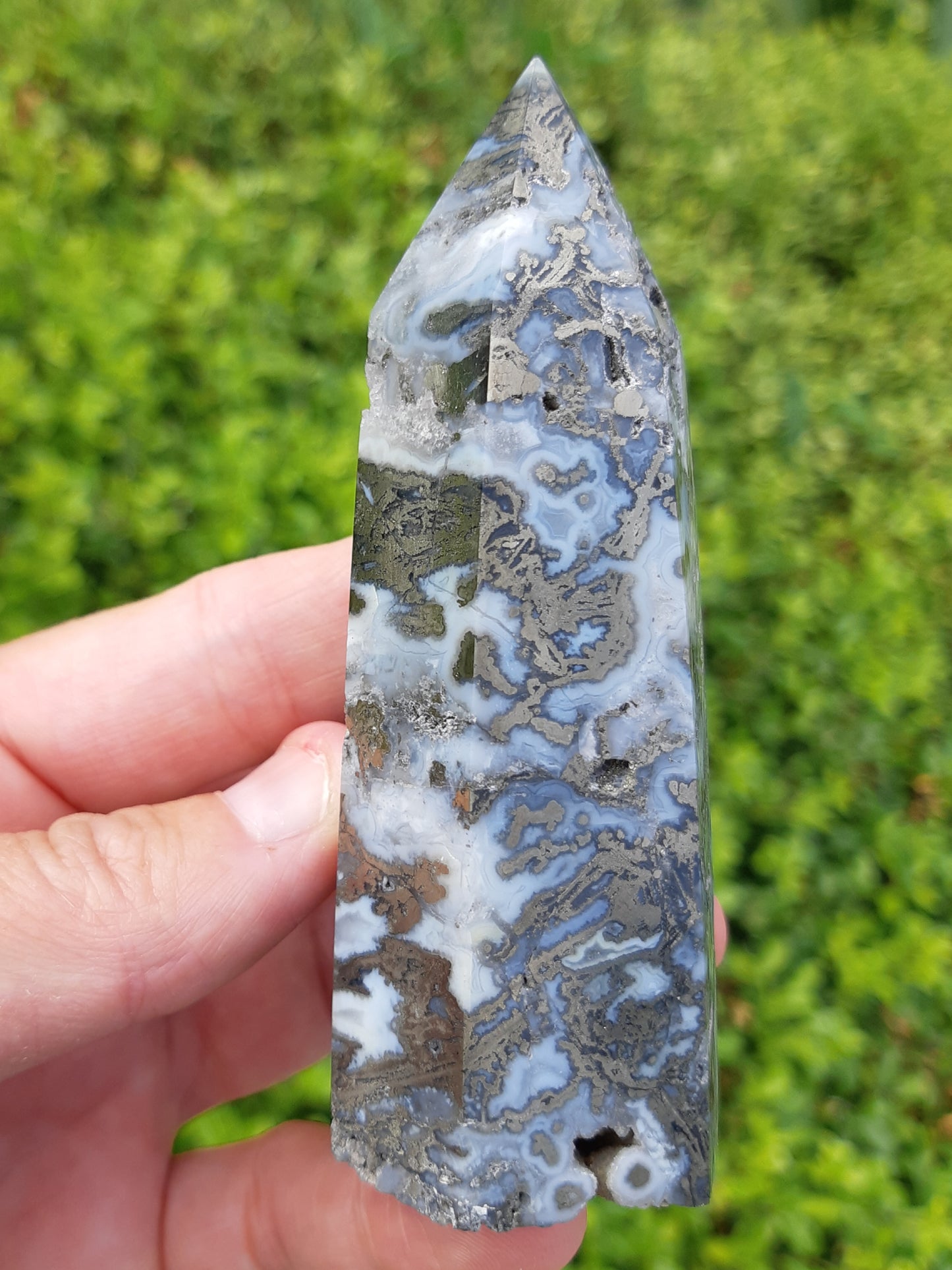 Agate Pyrite Point