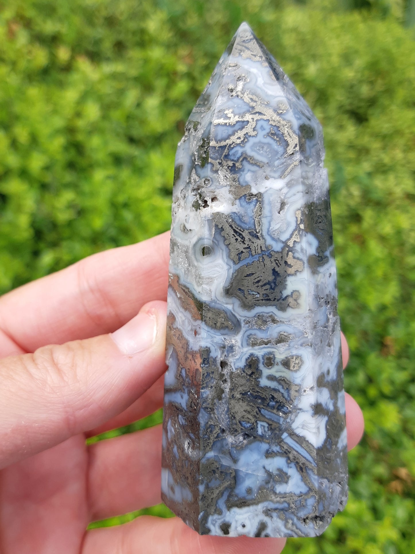 Agate Pyrite Point