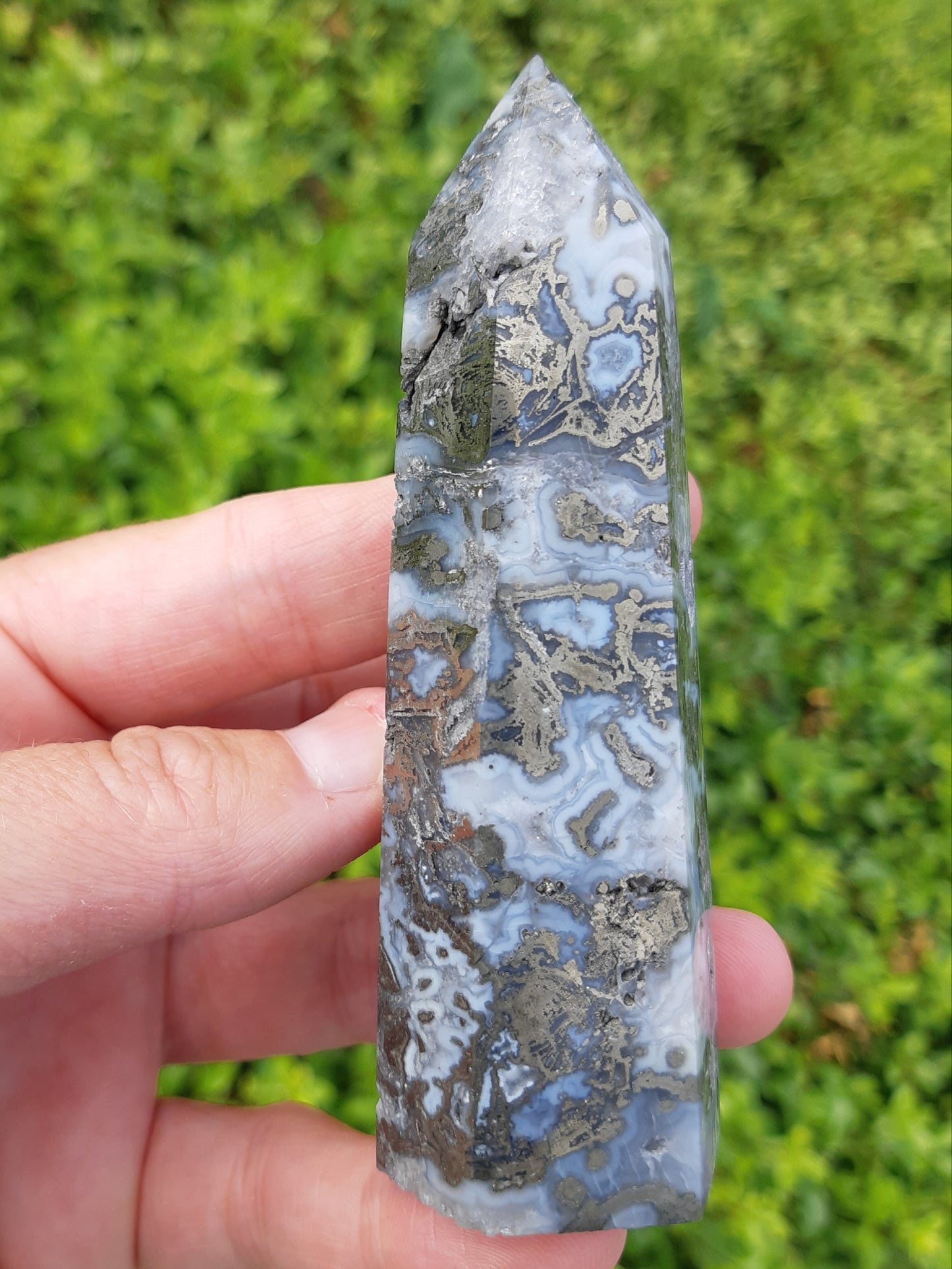 Agate Pyrite Point