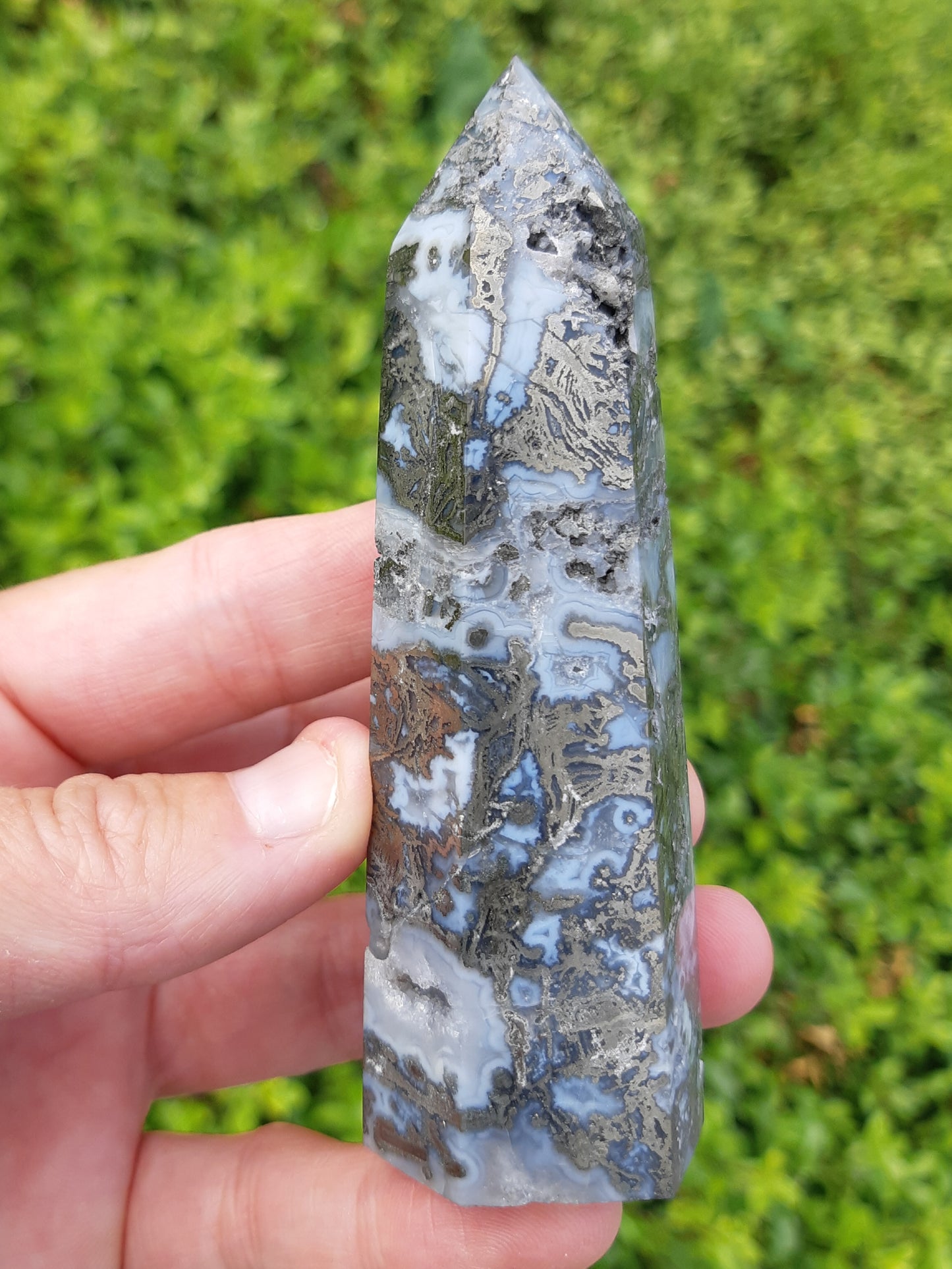 Agate Pyrite Point