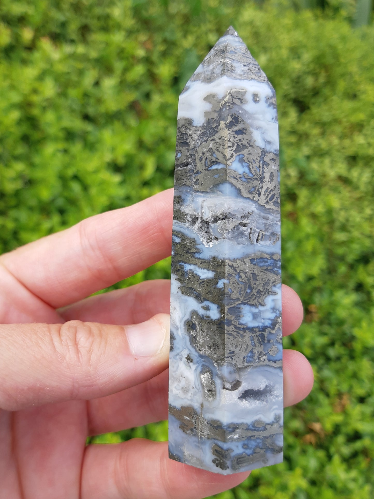 Agate Pyrite Point