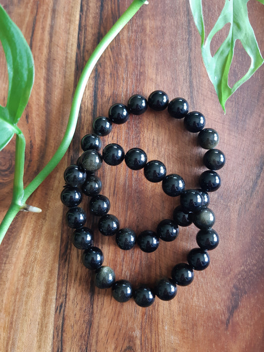 Golden Sheen Obsidian Bracelet