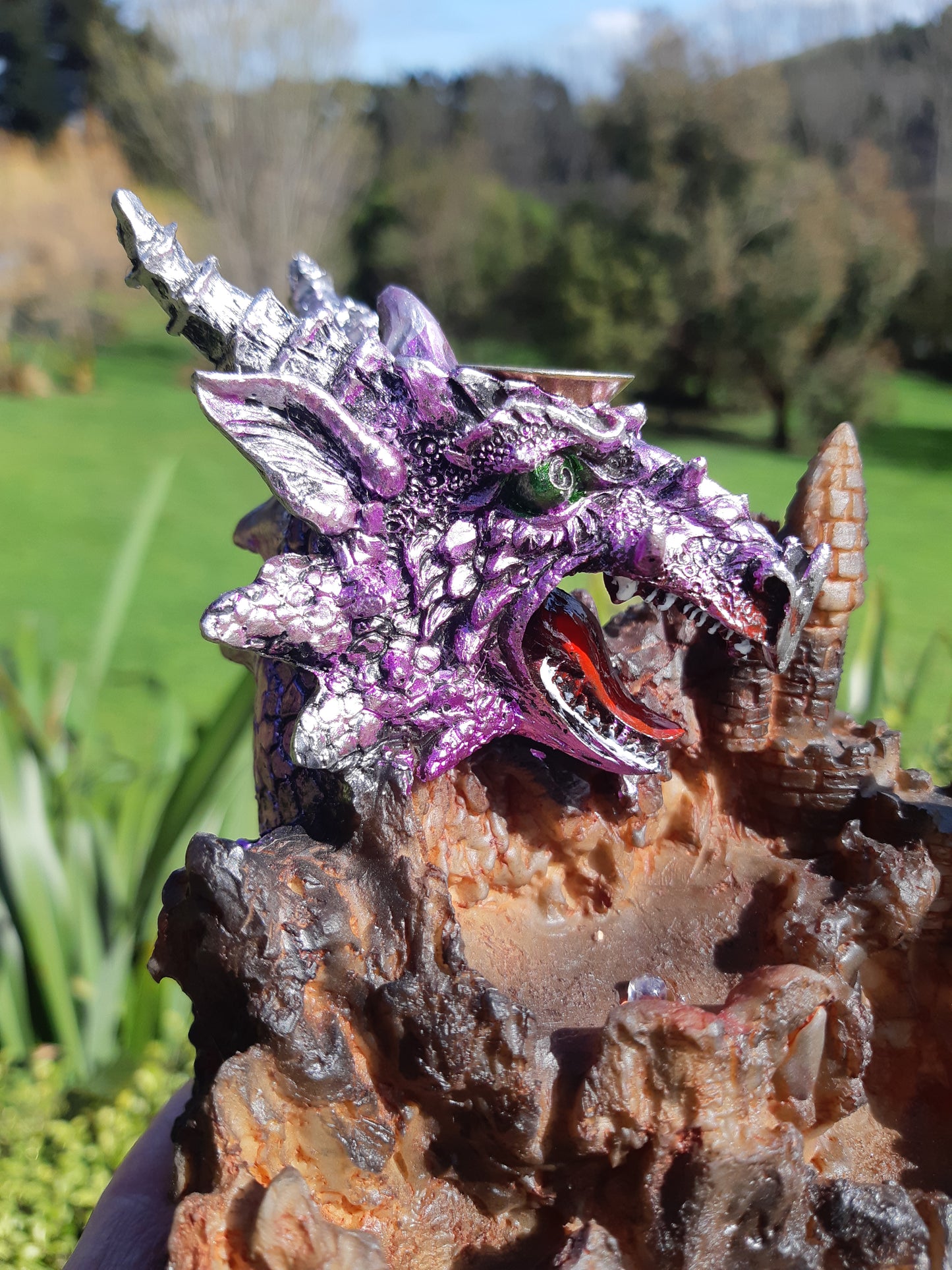 Purple Dragon Backflow Incense Burner with LED